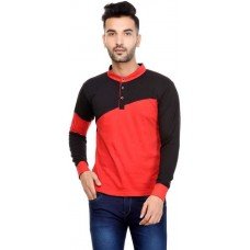 Self Design Men Round Neck Red, Black T-Shirt Self Design Men Round Neck Red, Black T-Shirt